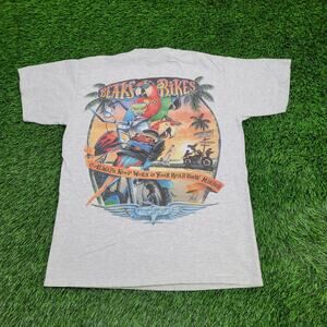 Vintage 2005 Bird Parrot Shirt S/M 20x26 Gray Beaks Bikers